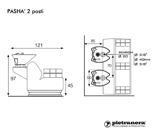 Мойка парикмахерская PASHA'  2 SEATS - 4