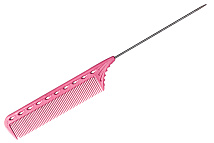 Расчёска с металлическим хвостиком гибкая розовая